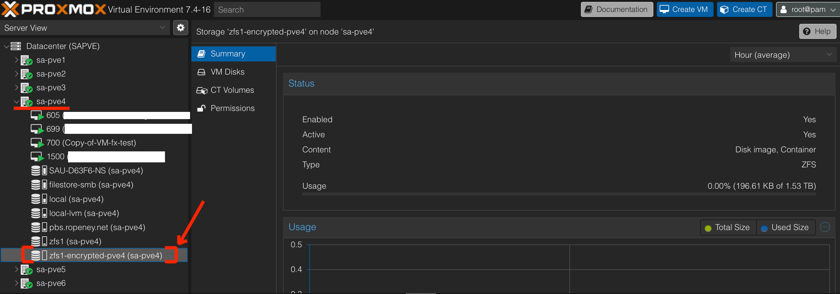 View Encrypted Storage Mount in PVE